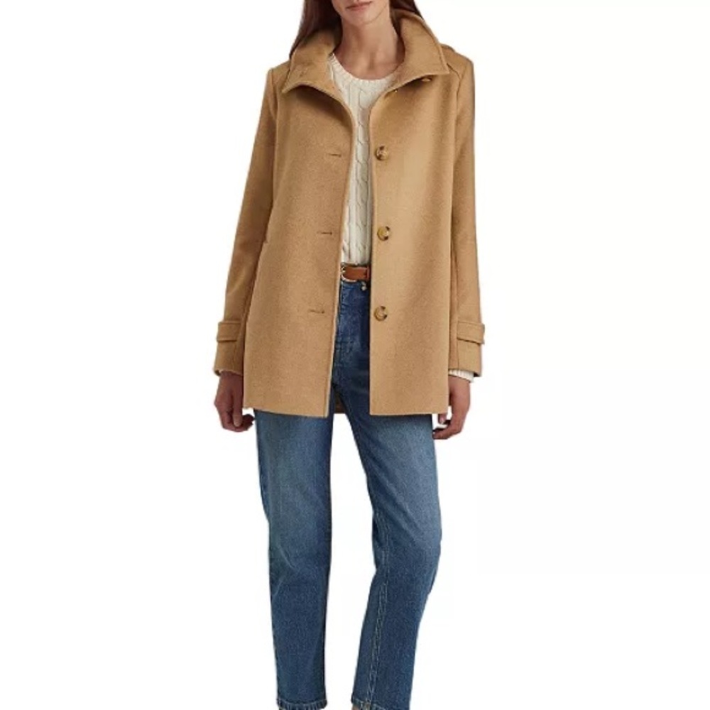 NWT Ralph Lauren Women's Hooded Wool Blend Walker Coat Size 6